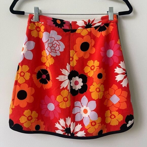 Victoria Beckham X Target Women's Floral Print Orange Mini Skirt Size XS - Picture 2 of 8